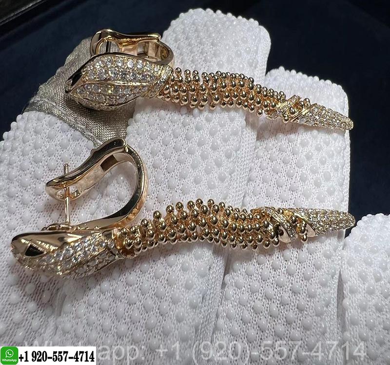 New Inpsired Bvlgari Serpenti Earrings 18k Rose Gold with Pavé Diamonds, Black Onyx Eyes