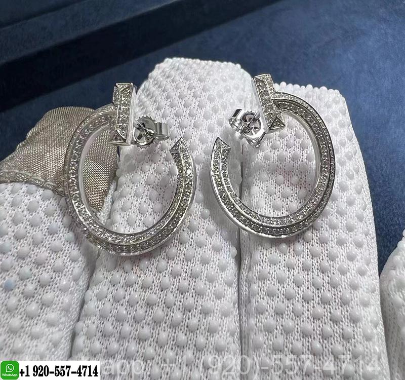 Tiffany 18k Rose Gold Diamond T T1 Open Hoop Earrings